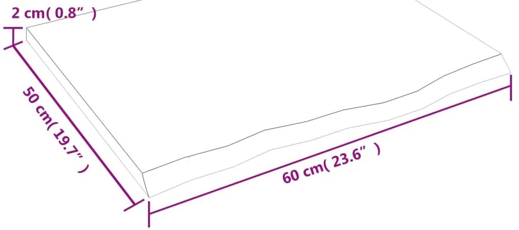 sötétbarna kezelt tömör tölgyfa asztallap 60x50x2 cm