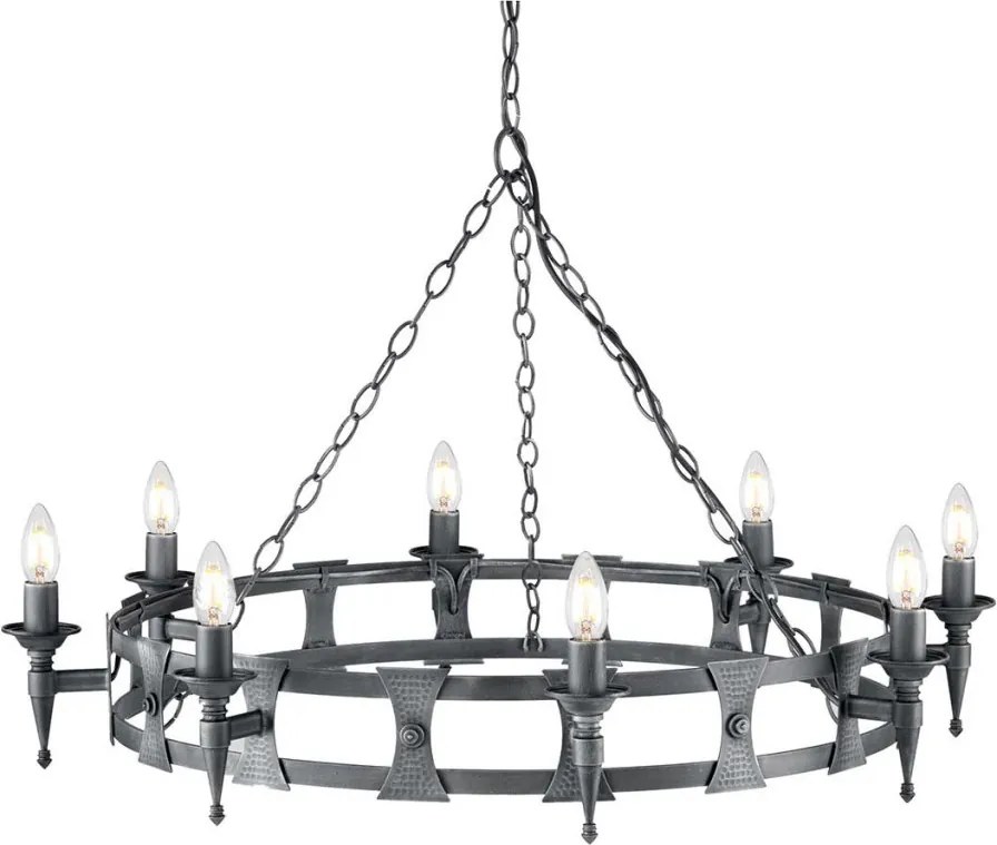 ELSTEAD SAX8-BLK-SIL SAXON Rusztikus Csillár Fekete E14 IP20