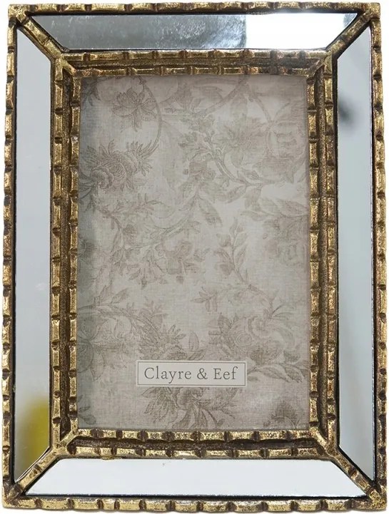 Ezüst-arany antik képkeret tükörrel Csíkos 10x15 cm