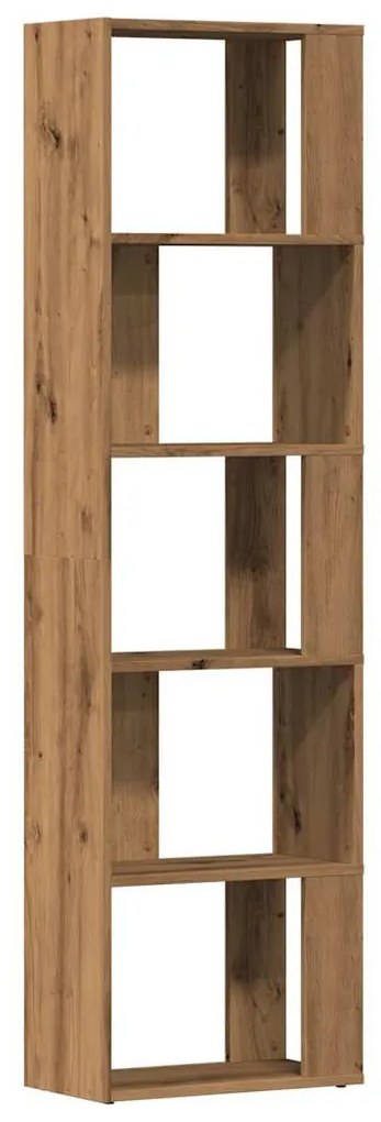 kézműves tölgy színű szerelt fa könyvszekrény 45x24x159 cm