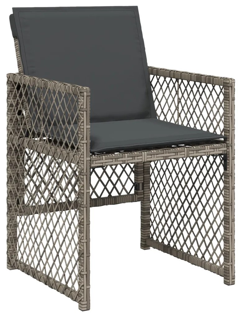 5 Részes Kerti Étkező Szett Párnákkal Szürke Polyrattan
