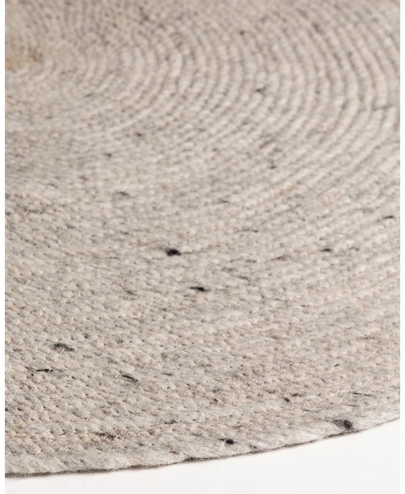 Világosszürke-elefántcsont színű kézi szövésű gyapjú kerek szőnyeg ø 200 cm Takashi – Kave Home