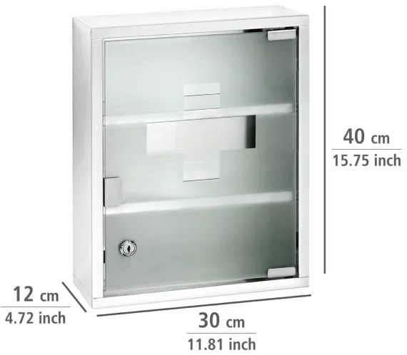 WENKO 22924100 - Elsősegélydoboz 30x40 cm rozsdamentes acél/ezüst