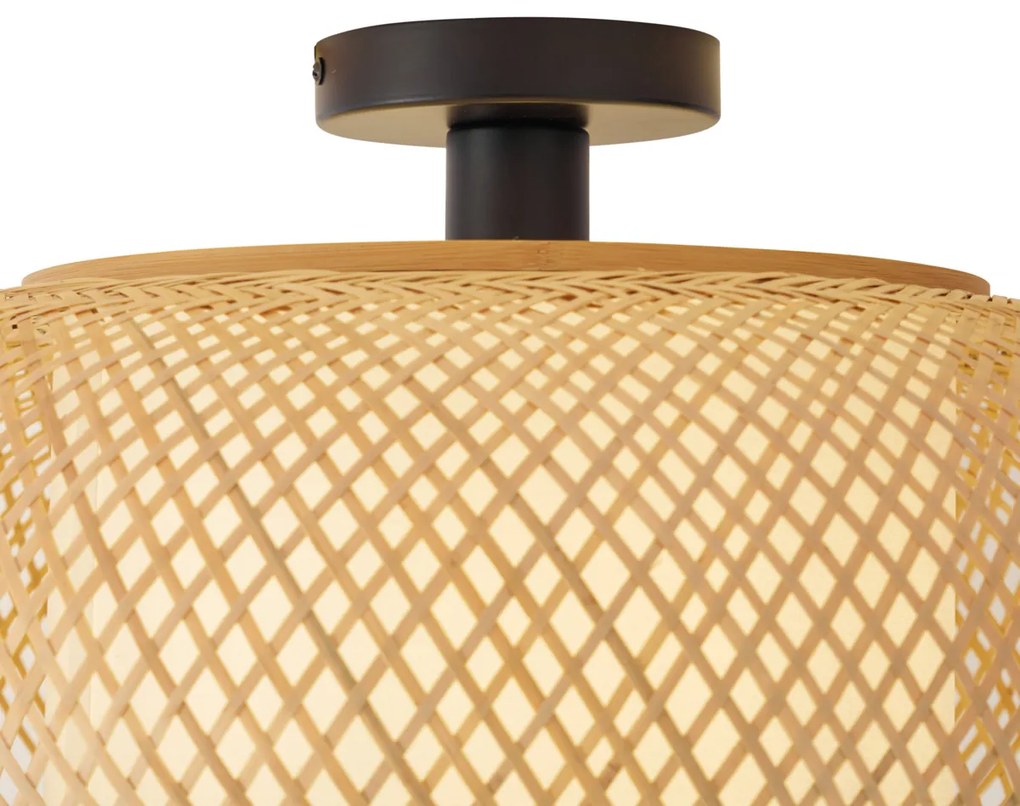 Japandi mennyezeti lámpa bambuszból, fehér belsővel - Liva