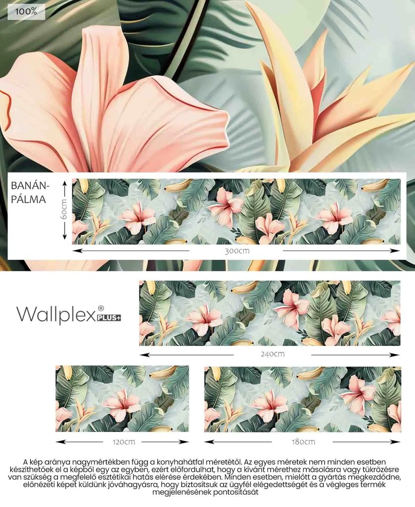 Wallplex konyhahátfal Banánpálma (Méret: 60x240)