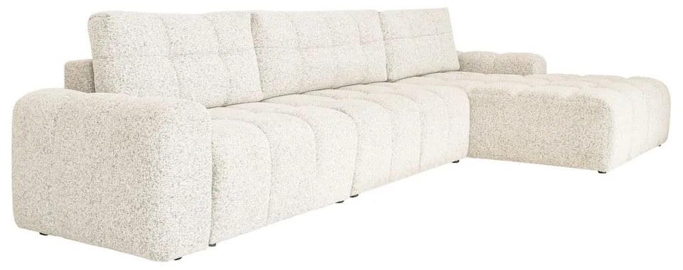 Krémszínű kinyitható tárolóhelyes moduláris sarokkanapé (jobb oldali) Lulu – Miuform