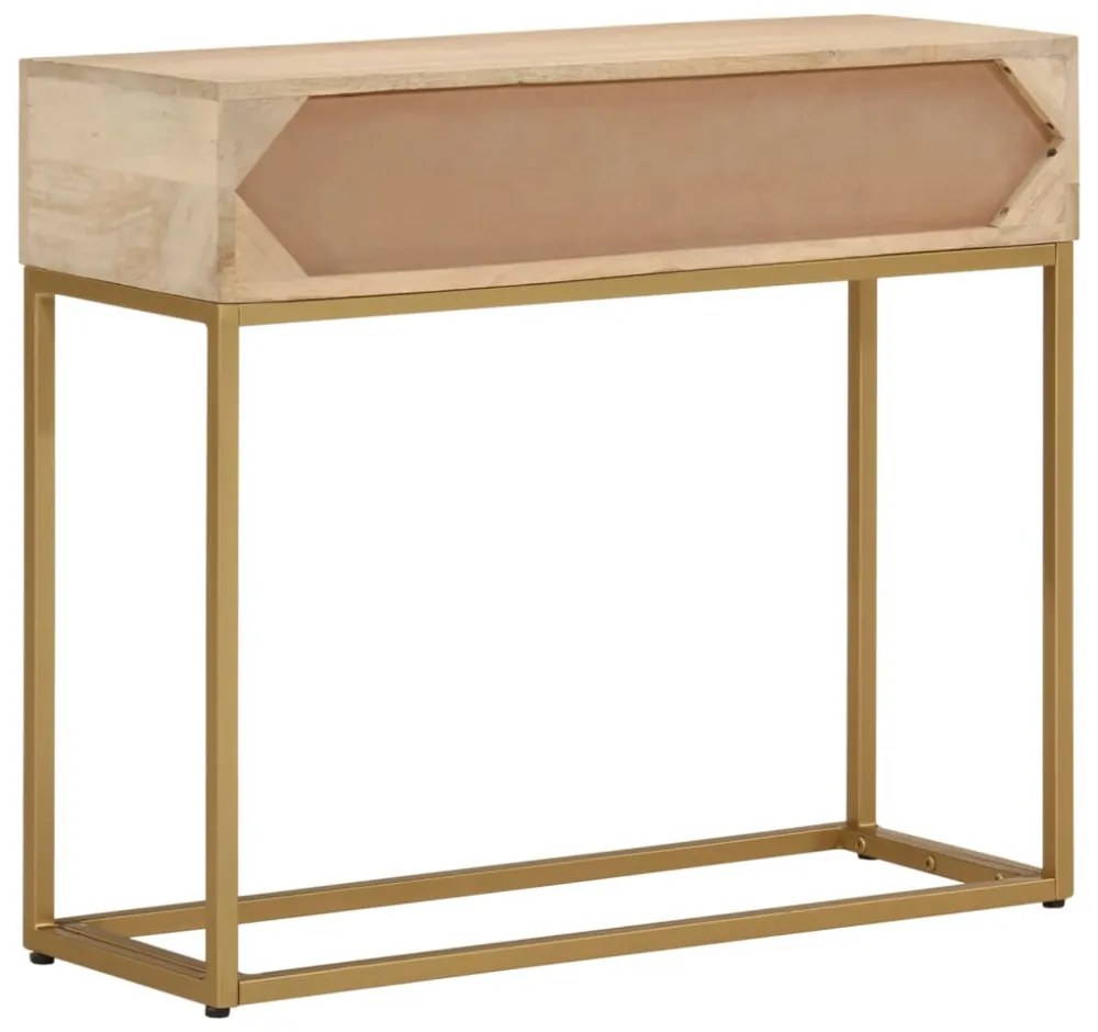 tömör mangófa és vas tálalóasztal 90 x 30 x 76 cm