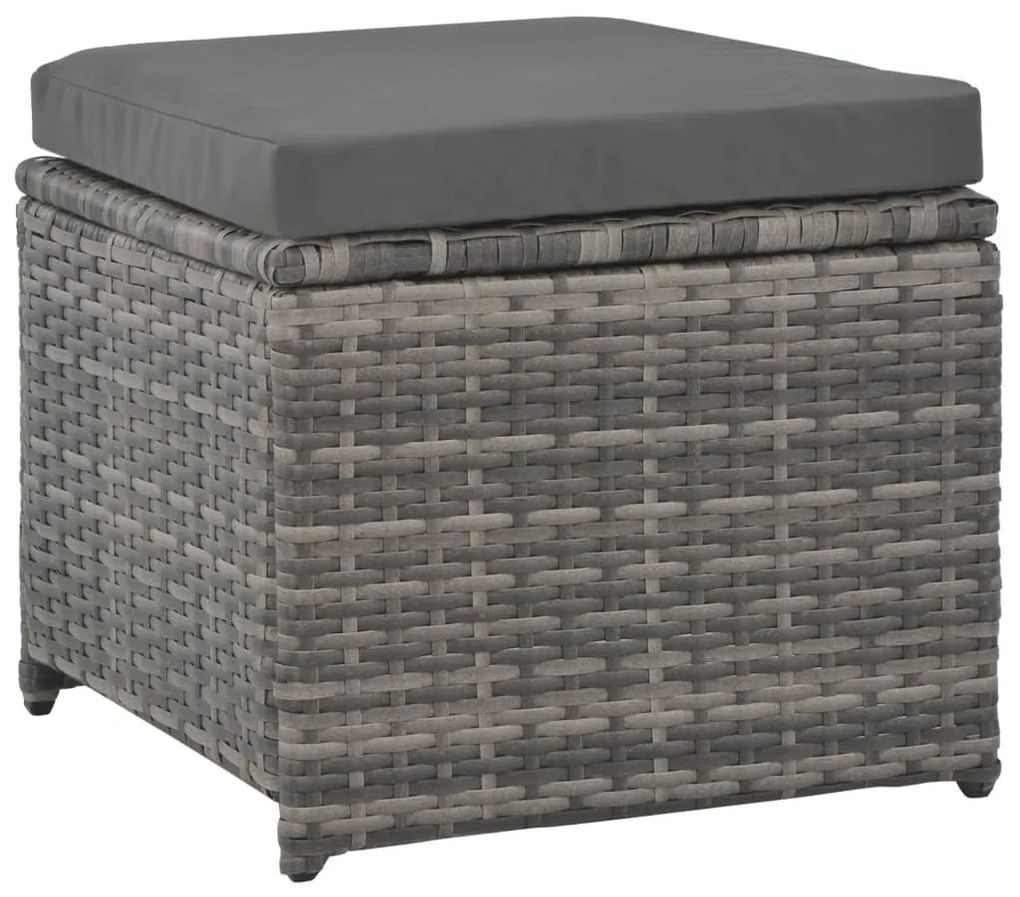 7-részes szürke polyrattan kültéri étkezőszett párnákkal