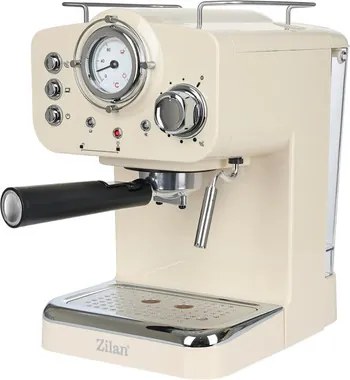 Zilan ZLN2992 retró eszpresszó kávéfőző, 1100 W, 15 bar, 1,25 liter kapacitás, tejhabosító, bézs