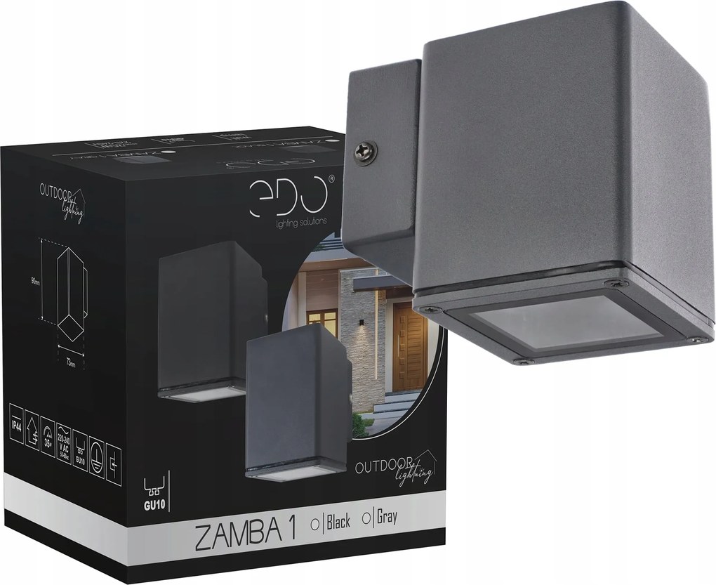Edo Kültéri fali lámpa Zamba 1 Homlokzati 2xGU10 Grafit IP44