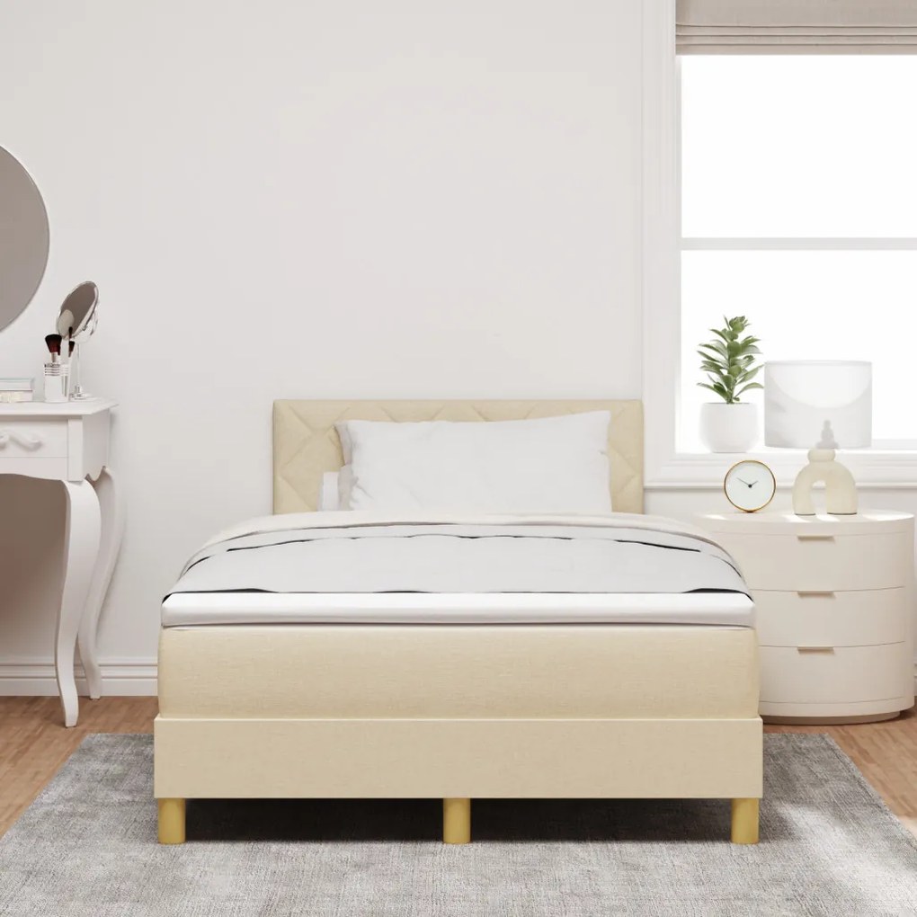 Krém Box Spring Ágy Matrac & LED Világítással 120x200 cm Szövet