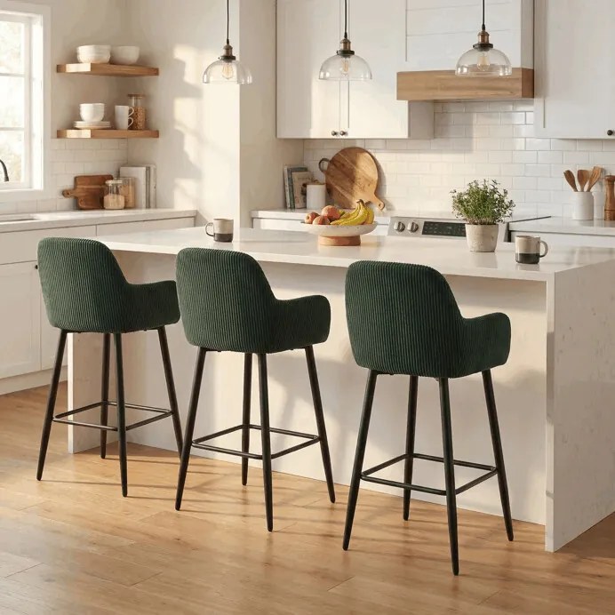 Barová židle, zelená, látka,AUB-V4009 GRN6