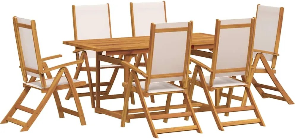 vidaXL 7 részes tömör akácfa és textilén kerti étkezőgarnitúra
