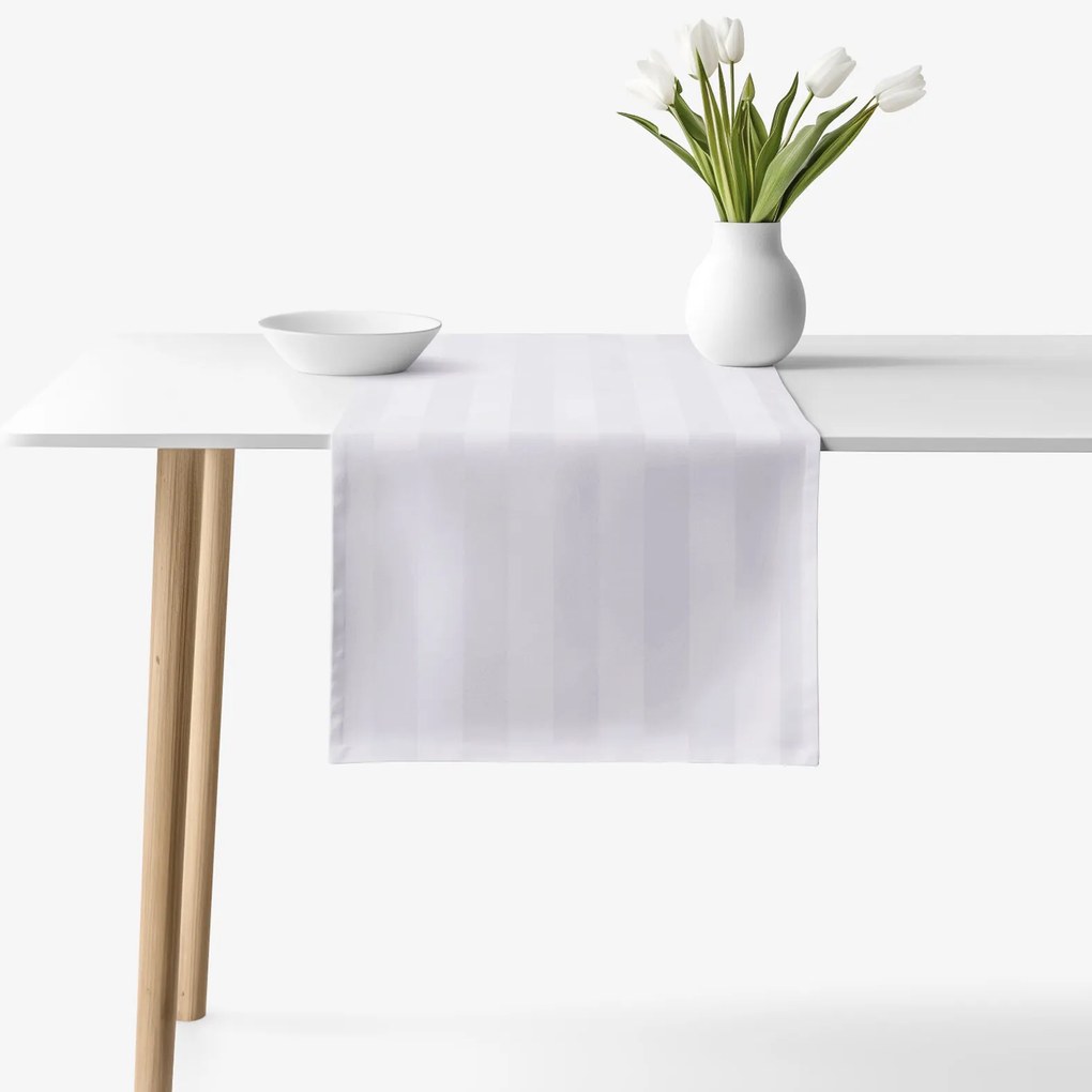 Goldea ünnepi damaszt asztali futó - világosszürke csíkos 35x120 cm