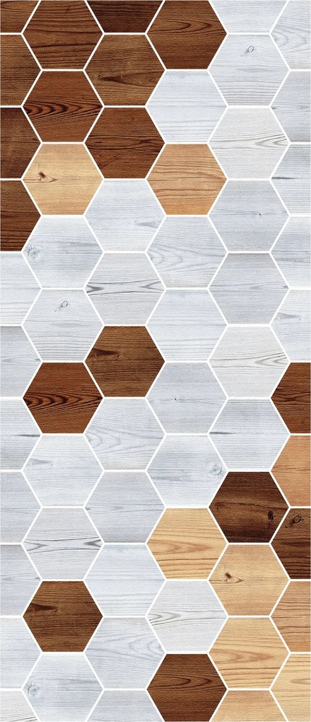 Matrica Tapéta Fa Hatszög Geometria Stílus 91x211 Beltéri dekoráció