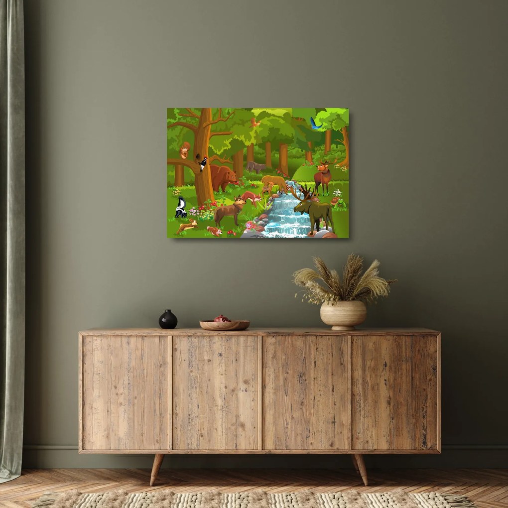 Gyermek kép állatokkal (üvegen) (70x50 cm)