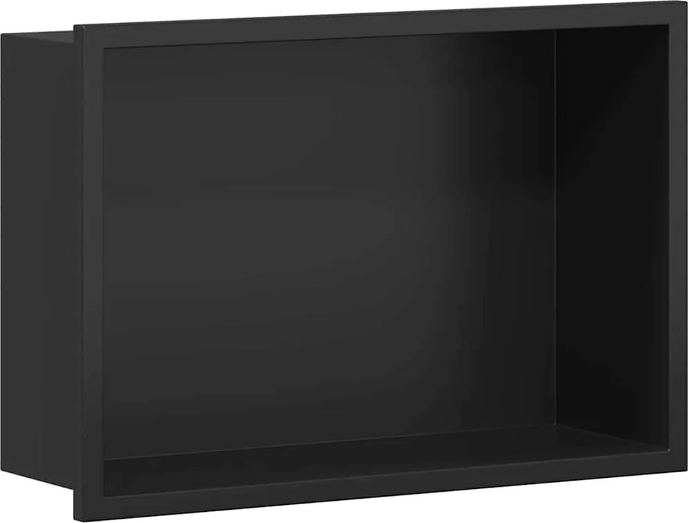 vidaXL Zuhany Niche Fekete 30 x 20 x 9,5 cm Rozsdamentes acél