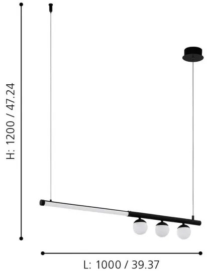 Eglo 99376 - PHIANEROS kábeles LED függeszték, 22W, 230V