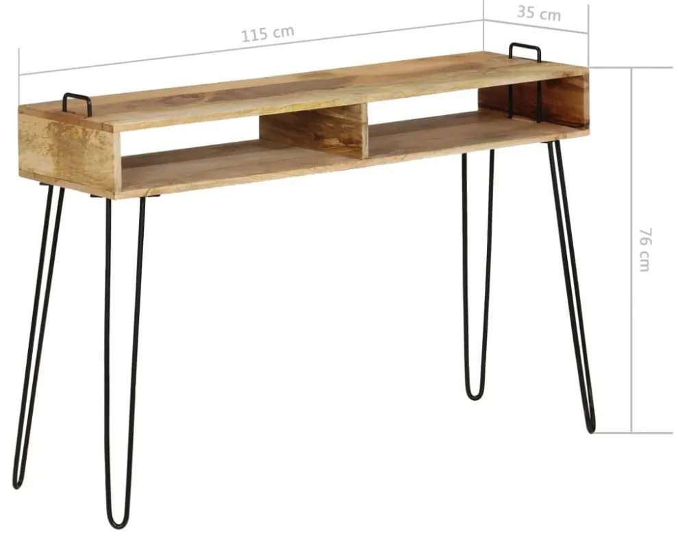 tömör mangófa konzolasztal 115 x 35 x 76 cm