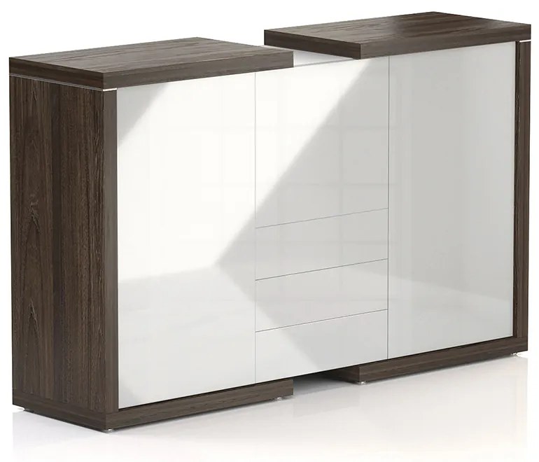 Lineart közepes szekrény 191,2 x 50 x 118 cm, bodza sötét / fehér