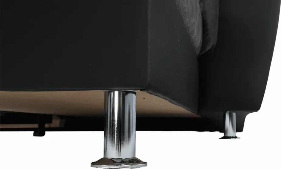 Ülőgarnitúra, műbőr fekete/szövet sötétszürke, jobbos, SANTIAGO U