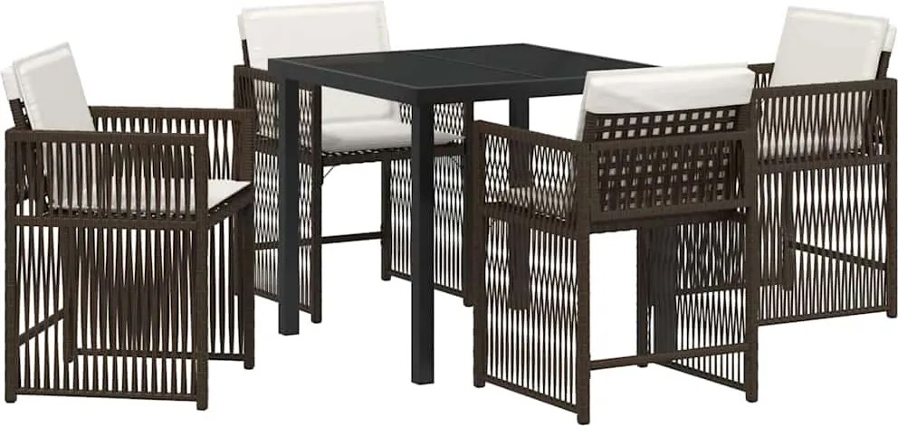 vidaXL Kert étkező szett 5 pcs Barna polirattan