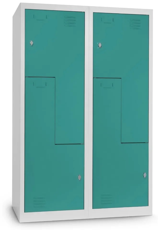 Fém szekrény Z, 120 x 50 x 180 cm, csavaros zár, zöld - ral 6033