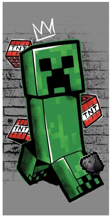 Minecraft Metro Art Creeper Grey fürdőlepedő, strand törölköző 70x140cm