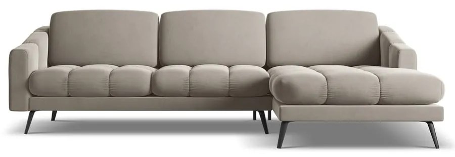 Bézs bársony sarokkanapé (jobb oldali) Nalu – Makamii