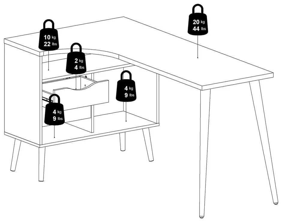 Íróasztal tölgyfa dekorral 145x81 cm Oslo - Tvilum