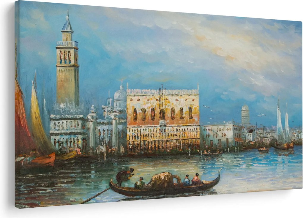 Kép - gondola Velencén áthaladva, olajfestmény (90x60 cm)