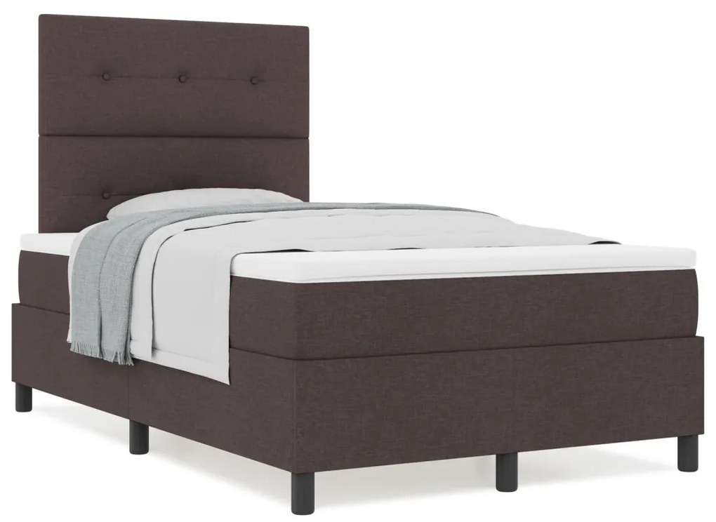 Box Spring Ágy Matrac Sötétbarna Kicsi Franciaágy Szövet
