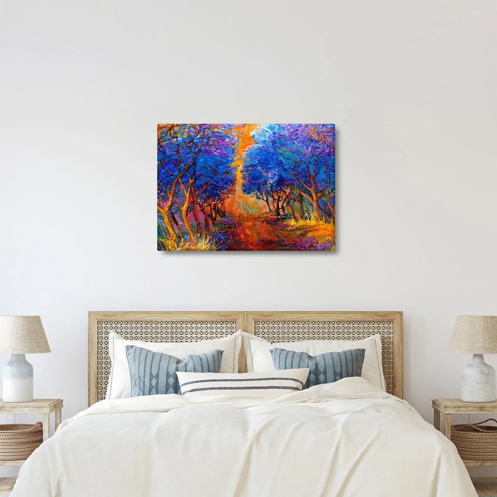 Kép - őszi fa koronák, modern impresszionizmus (70x50 cm)