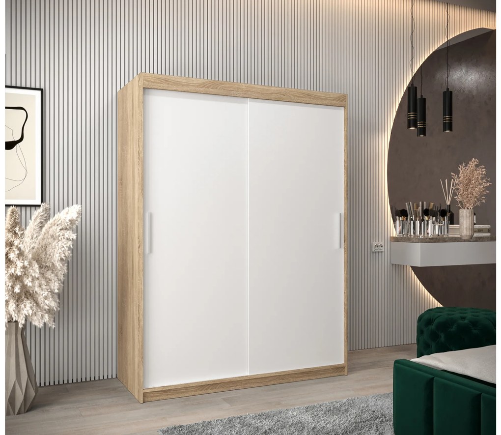 Ruhásszekrény 150 cm Toki (szonoma tölgy + matt fehér). 1064828