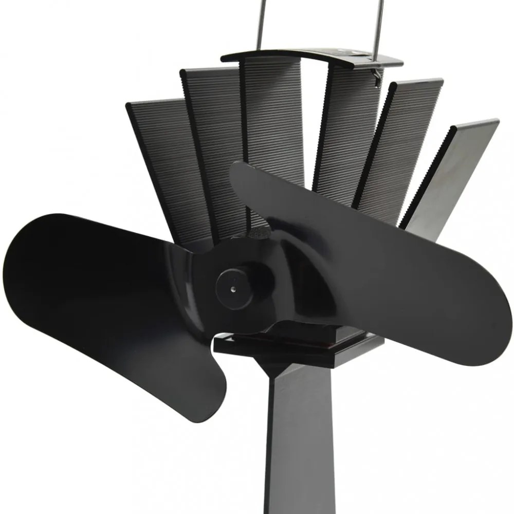 fekete hővel meghajtott kétlapátos kandalló ventilátor