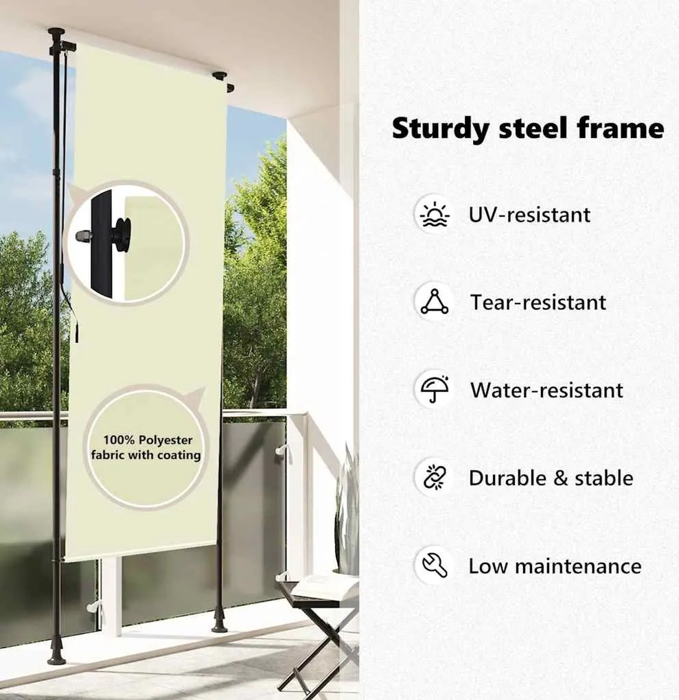 krémszínű kültéri roló 120 x 270 cm