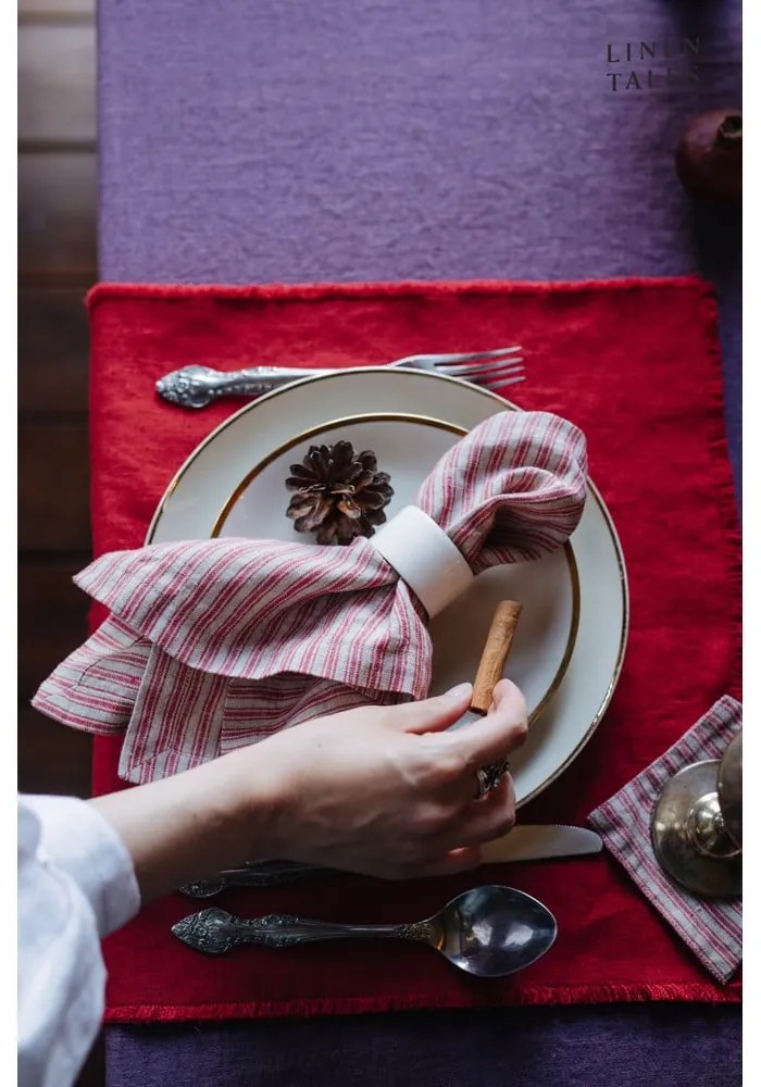 Piros-natúr színű poháralátét szett 4 db-os – Linen Tales