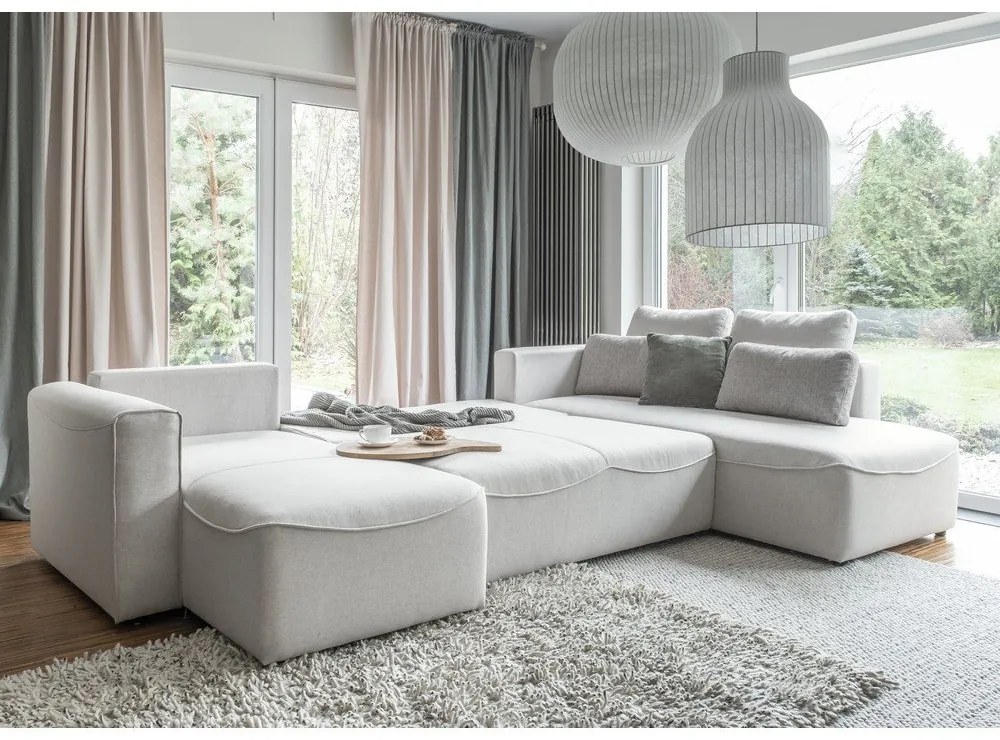 Krémszínű kinyitható sarokkanapé ("U" alakú) Homely Tommy – Miuform