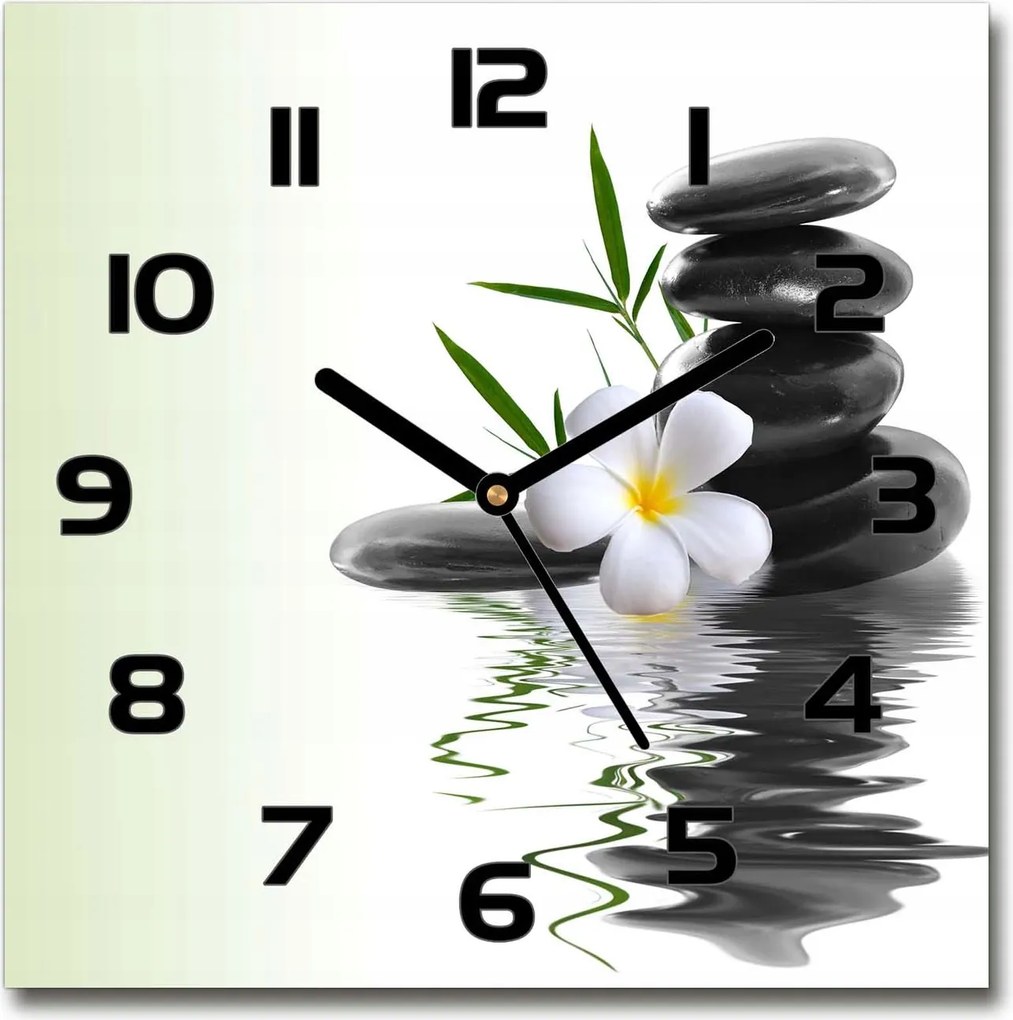 Négyzet alakú üvegóra Orchidea és kövek 30x30