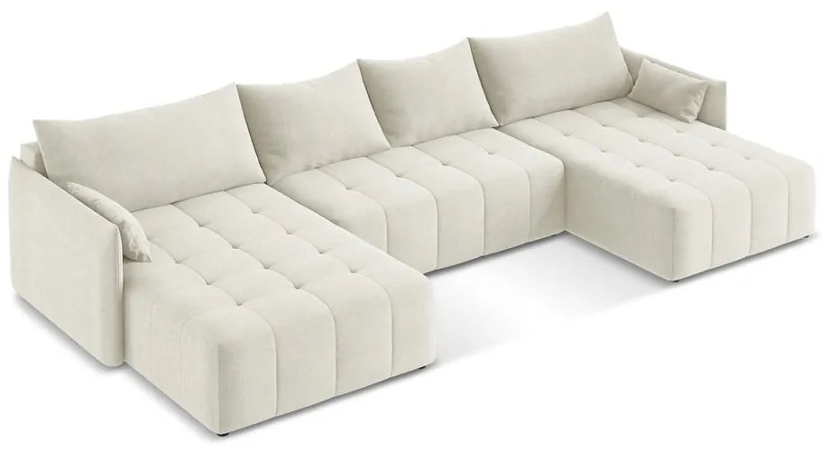 Bézs kinyitható-tárolóhelyes (U alakú) sarokkanapé Moku – Makamii