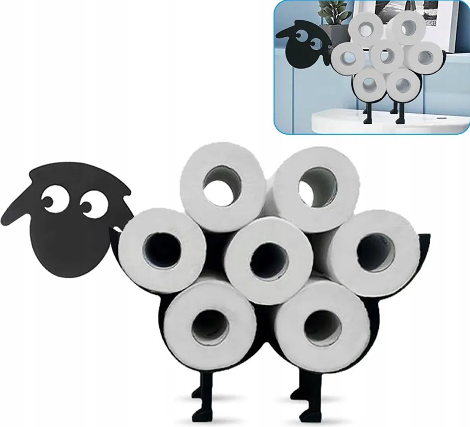 Wc-papír Tartó Állvány Bárány Kos Fekete Fém Több Tekercs