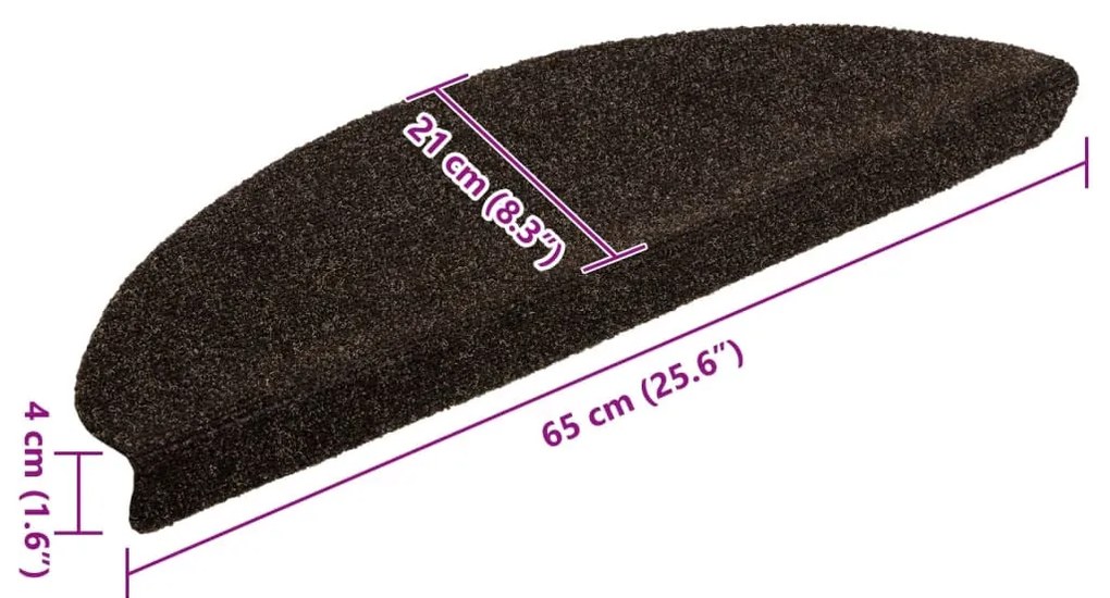 10 db öntapadós lépcsőszőnyeg 65 x 21 x 4 cm sötétbarna félkör alakú nagy