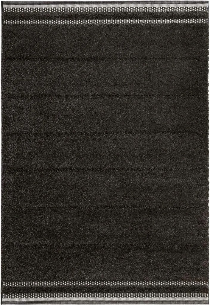 Antracit vastag shaggy szőnyeg nappaliba,boho mintás 200x290cm