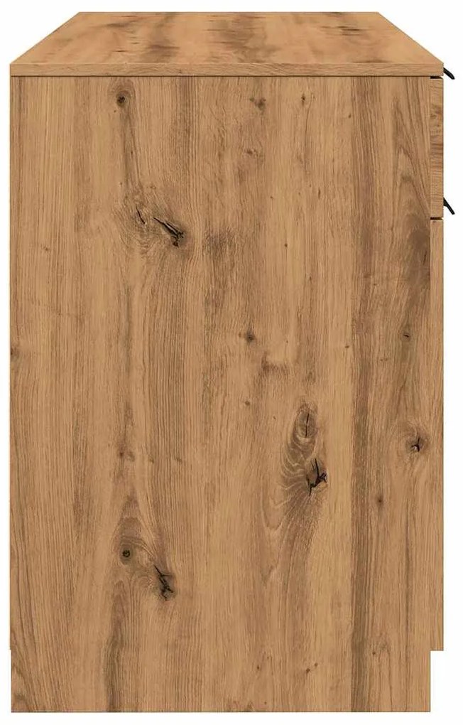 kézműves tölgy színű szerelt fa íróasztal 100 x 50 x 75 cm