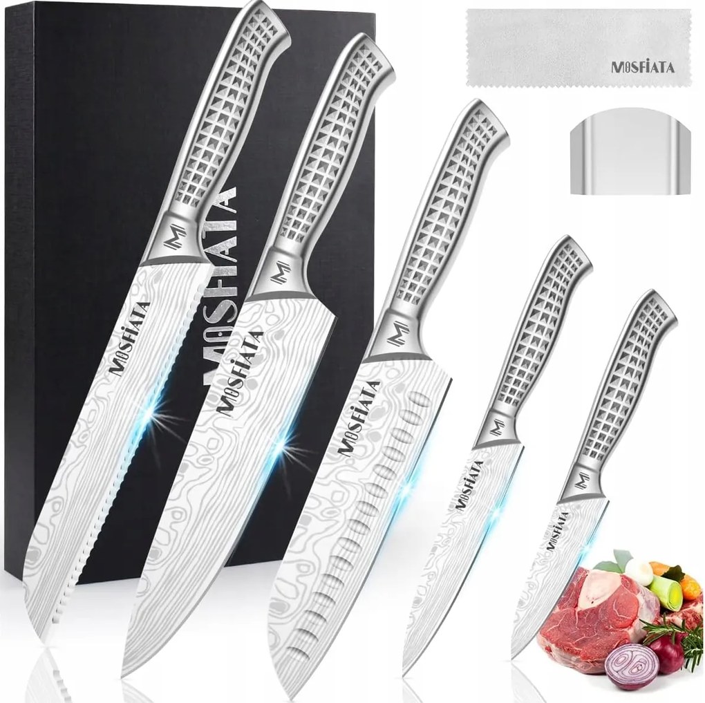 Késkészlet főnök kés Mosfita acél fa éles 5db-os professzionális