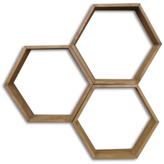 KÉSZLET 3x Fali polc fenyő barna