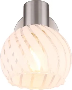 Globo 54025-1 Spotlámpa matt króm fém és fehér szatén üveg búrával. BxH:130x150, AL:156, exkl. 1xE27 40W 230V