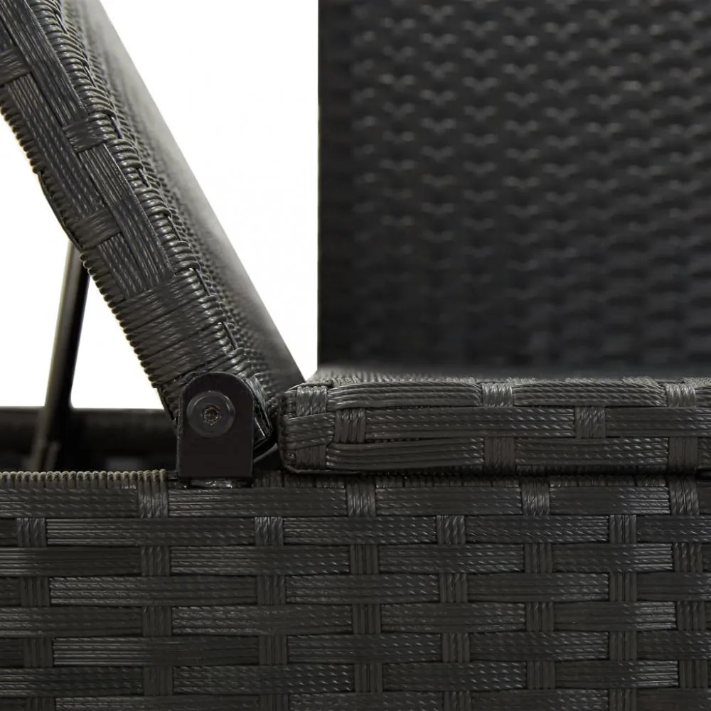 fekete polyrattan napozóágy párnákkal