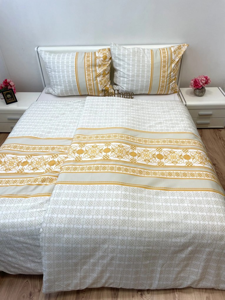 Pamut ágynemű Angelika Gold TiaHome - 1x Párna 90x70cm, 1x Paplan 140x220cm