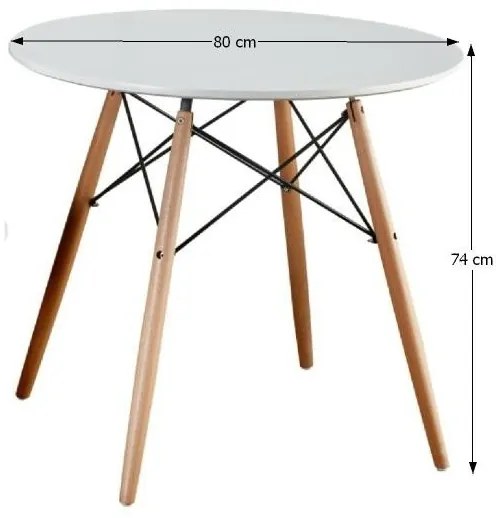 Étkezőasztal, fehér/bükk, GAMIN II NEW 80cm